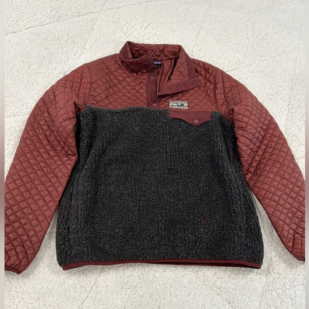 Patagonia Snap-T Mixed Media Burgundy/Grey Pullover